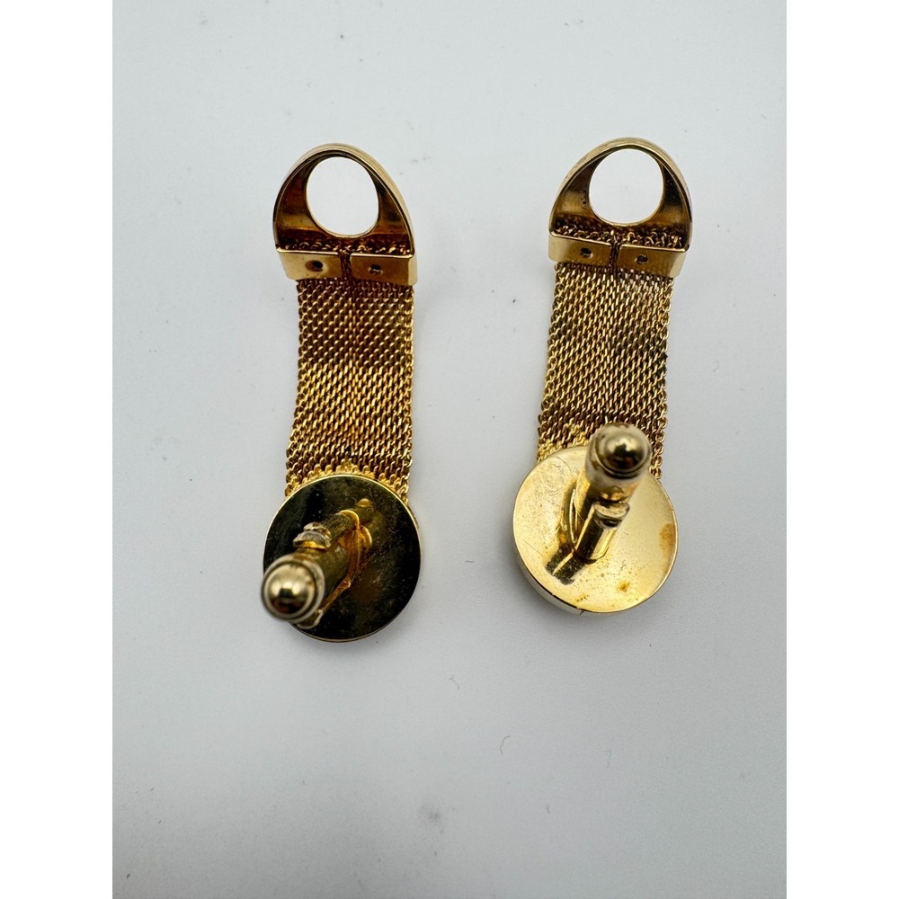 Vintage Anson Cufflinks Mesh Gold Tone Brushed Sunburst MCM - Picture 7 of 10